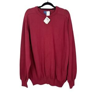 NWT Deadstock LA MODE Sportswear Combed Cotton Red Knit Crewneck Sweater XXXL